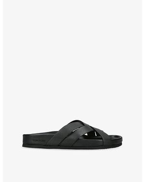 Tom Ford Crossover Leather Sandals - Black