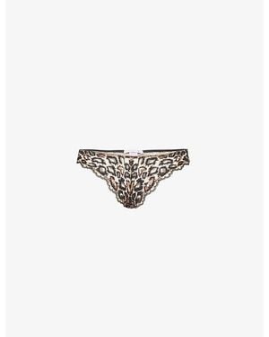 Savage x Fenty On The Prowl Leopard-Print Lace Thong - White