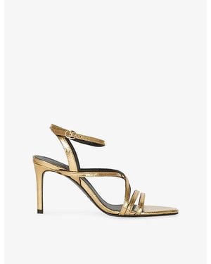 The Kooples Patent-Leather Heeled Sandals - White
