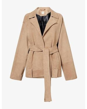KHAITE Alder Belted Suede Jacket - Natural