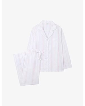 The White Company Striped Brushed Cotton Pyjamas - White