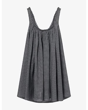 Dissh Arabella Check-Print Cotton Mini Dress - Gray