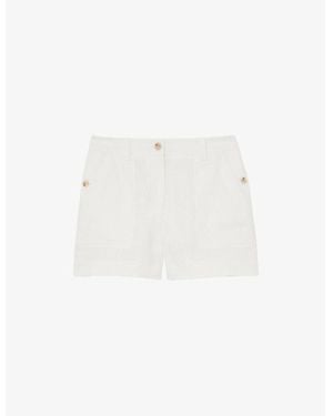 Reiss Ashby Wide-Leg Linen Shorts - White