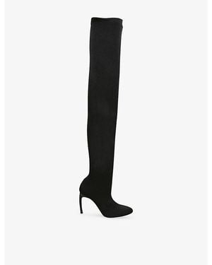 Victoria Beckham Harlow 100 Suede Thigh-High Boots - Black