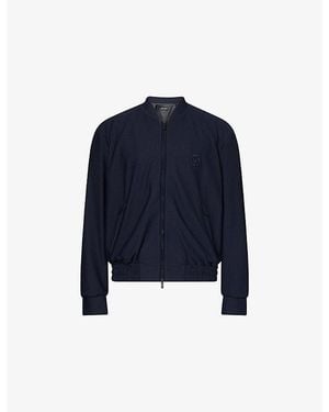 Giorgio Armani Logo-Embellished Waffle-Texture Woven Bomber Jacket - Blue