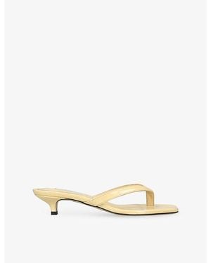 TOTEME Square-Toe Leather Heeled Flip Flops - Natural