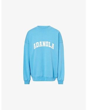 ADANOLA Varsity Oversized Cotton Sweatshirt - Blue