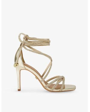 Carvela Kurt Geiger Paparazzi Tie Crystal-Embellished Metallic Faux-Leather Heels