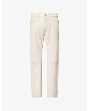 Cole Buxton Cracked Paint Straight-Leg Leather Pants - Natural