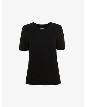 Whistles Rosa Double-Trim Cotton T-Shirt - Black