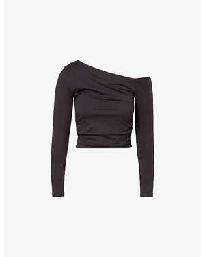 WE Are Tala 365 Asymmetric Long-Sleeve Stretch-Woven Top - Black