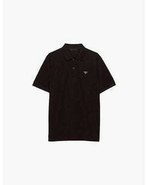 Prada Triangle-Logo Cotton-Piqué Polo Shirt Xxl in Black for Men