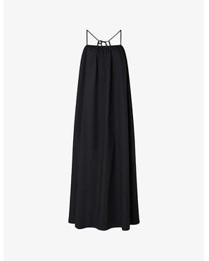 Soeur Arielle Straight-Neck Cotton Maxi Dress - Black