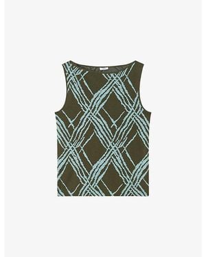 JOSEPH Aouda Knitted Cotton-Blend Top - Green