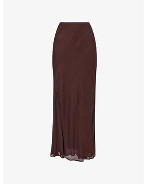 Dissh Carly High-Waist Woven Midi Skirt - Brown