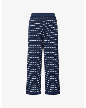 Emello Cropped Wide-Leg Cotton-Knit Trousers - Blue