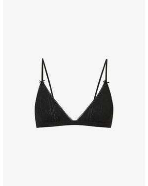 Cou Cou Intimates Pointelle Cotton Triangle Bra - Black