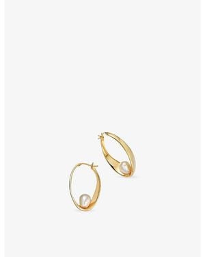 Astley Clarke Floe 18Ct- Plated Sterling- And Freshwater Pearl Hoop Earrings - Metallic
