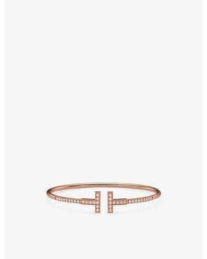 Tiffany & Co. Tiffany T Pavé Wire 18Ct Rose- And 0.48Ct Brilliant-Cut Diamond Bracelet - White