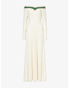 Lacoste Johana Ribbed Wool-Blend Maxi Dress - Natural
