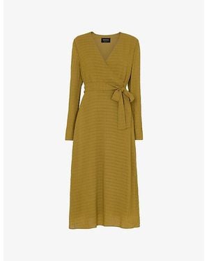 Whistles Alex Textured Stretch-Woven Midi Dress - Green