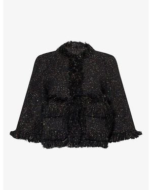 Sacai Tweed Wool-Blend Jacket - Black