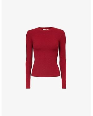 THE NAP CO Ribbed Long-Sleeves Stretch-Woven T-Shirt - Red