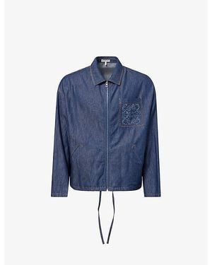 Loewe Anagram-Embroidered Denim Jacket - Blue