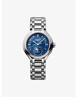 Longines Moonphase Stainless-Steel And 0.051Ct Diamond Automatic Watch 34Mm - Blue