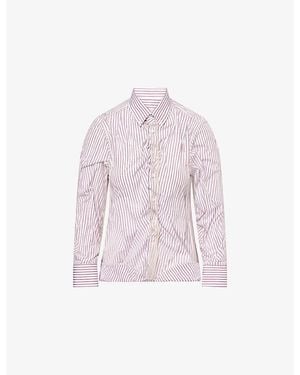 Maison Margiela Stripe-Print Layered-Tulle Cotton Shirt - Pink