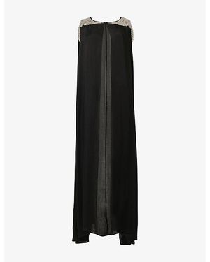 eem Jewelled-Shoulder Woven Cape - Black