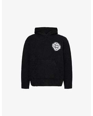 The Couture Club Fluffy Emblem Regular-Fit Stretch-Knit Hoody - Black