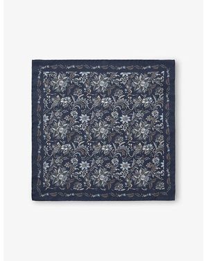 Eton Floral-Print Silk Pocket Square - Blue