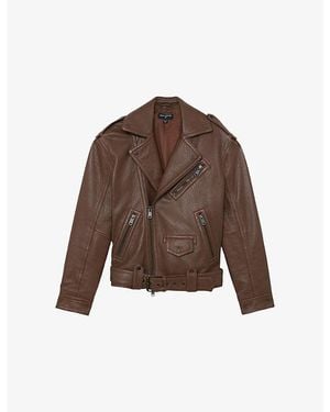 Reiss X Atelier Anders Relaxed-Fit Leather Biker Jacket - Brown