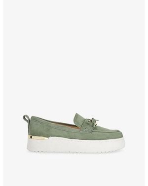 Dune Glide Sport Platform Suede Loafers - Green