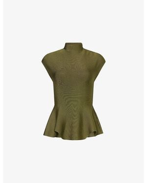 KHAITE Andra Stand-Collar Knitted Top - Green