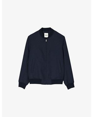 Sandro Dark Wool-Blend Bomber Jacket - Blue