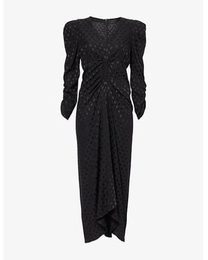 Isabel Marant Albini Polka-Jacquard Silk-Blend Midi Dress - Black