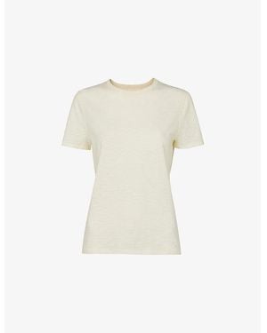 Whistles Posie Double-Trim Short-Sleeve Cotton T-Shirt - Natural