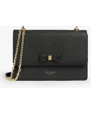 Ted Baker Arttie Bow-embellished Leather Shoulder Bag - Black