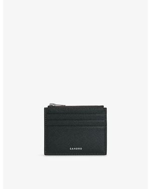 Sandro Branded Leather Card Holder - Black