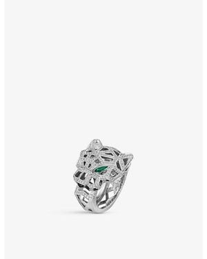Cartier Panthère De 18Ct- Onyx, Emerald, And Diamond Ring - White