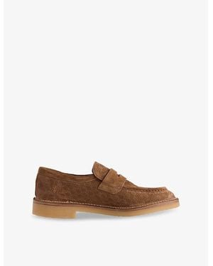 Gucci Monogram Flat Suede Moccasins - Brown