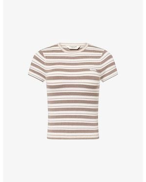 Lounge Underwear Striped Ribbed Stretch-Knit T-Shirt - White