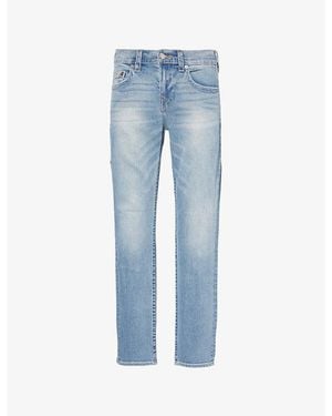 TRUE RELIGION Rocco Whiskering Skinny-Leg Relaxed-Fit Stretch-Denim Jeans - Blue