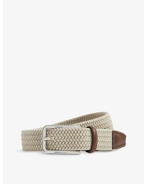 BOSS Logo-Emed Woven Belt - Natural