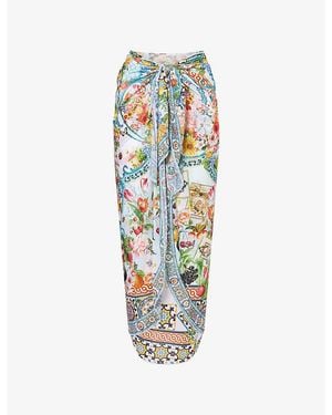 CAMILLA The Layered Stretch-Jersey Sarong - Blue