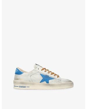 Golden Goose Stardan Crocodile-Embossed Leather Low-Top Trainers - Blue