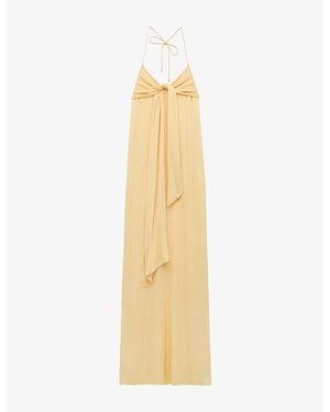 Loewe Tie-Front Halterneck Woven Maxi Dress - Metallic