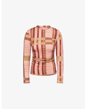 Barbour X Farm Rio Thalita Ruched Wool Top - Pink